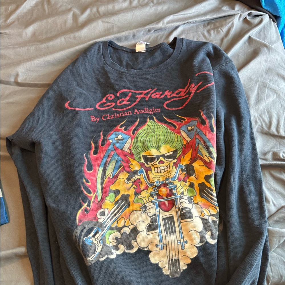 Ed Hardy Black Sweatshirt with Pink Graphic